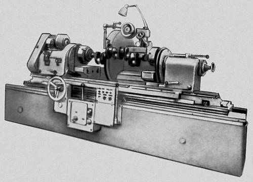 Рис. 3г. Основные типы металлорежущих станков. Станок для перешлифовки шатунных и коренных шеек коленчатых валов (3А423).