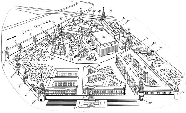 Схема Московского Кремля.